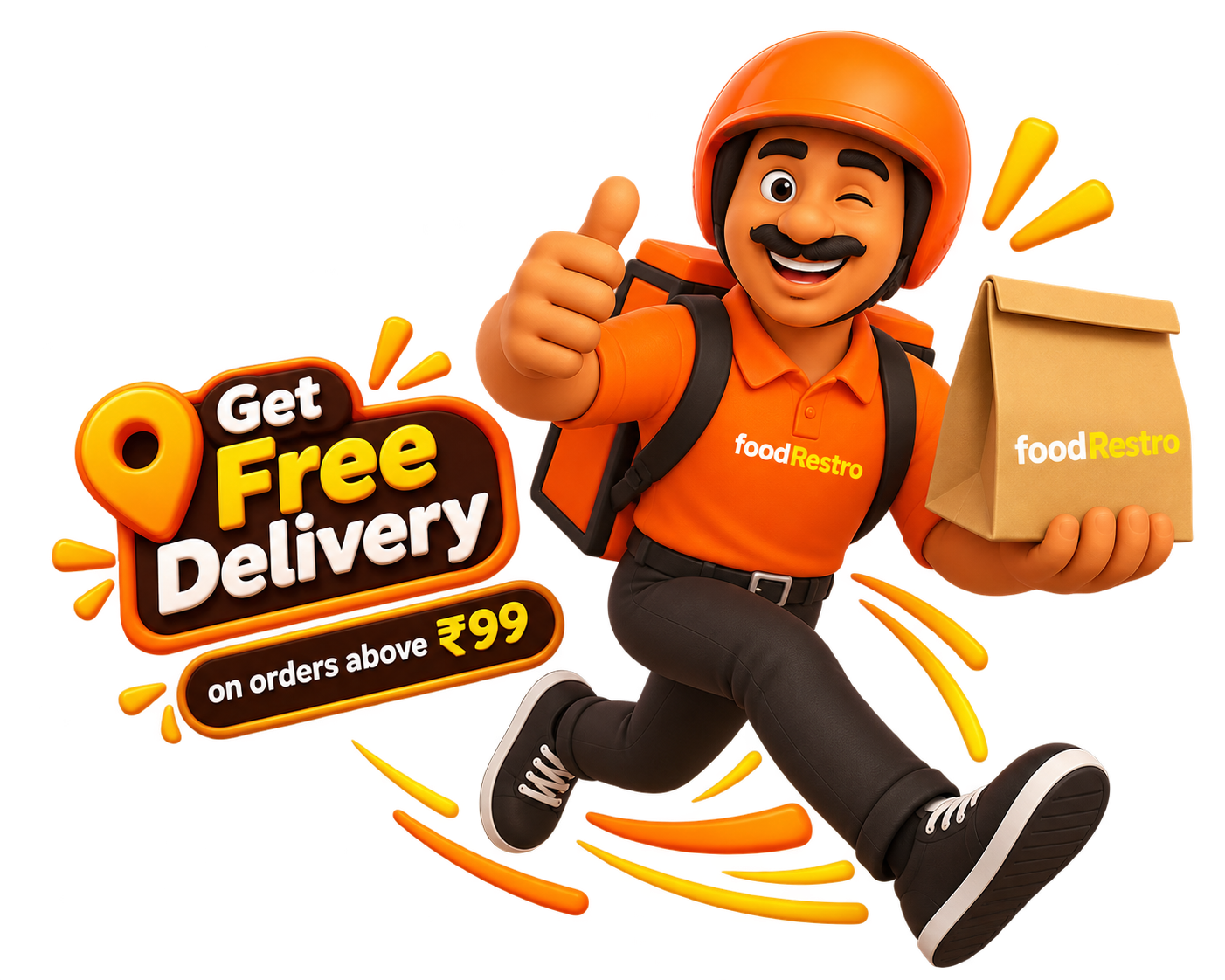 Free delivery scooter icon — free delivery on orders above ₹99
